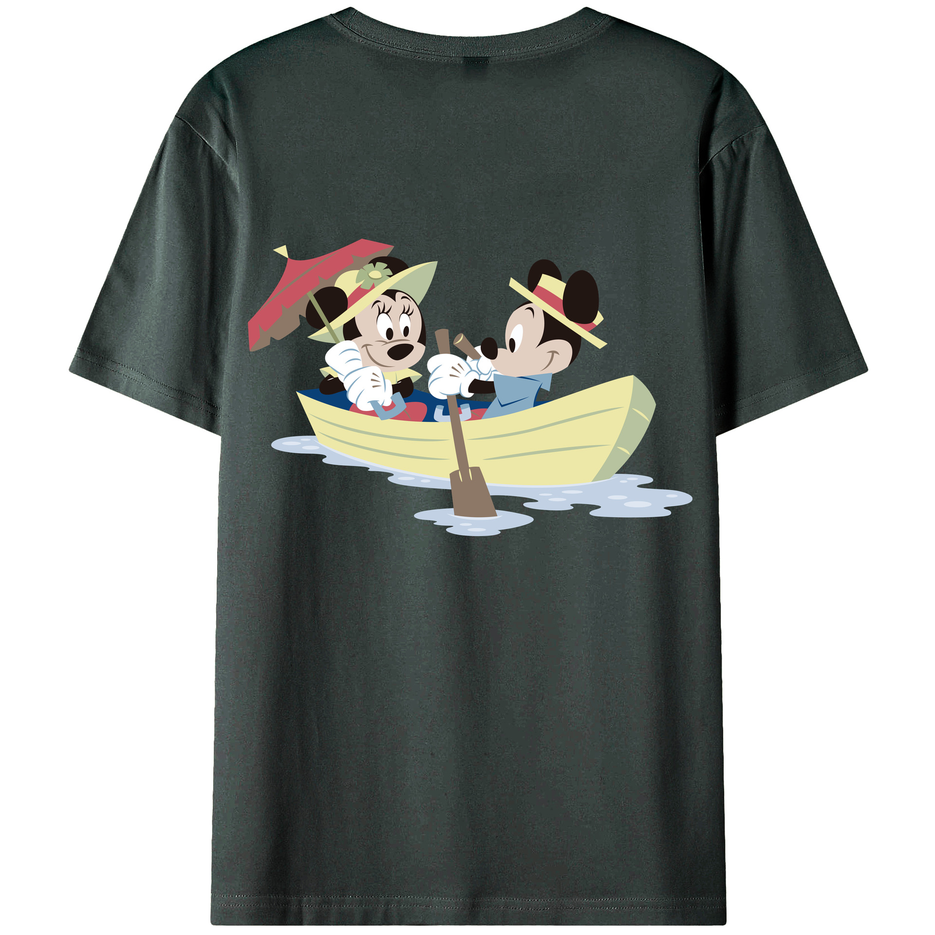 ミッキーマウス Mickey Mouse 綿100％ メンズ半袖Tシャツ（バックプリント） 通気性